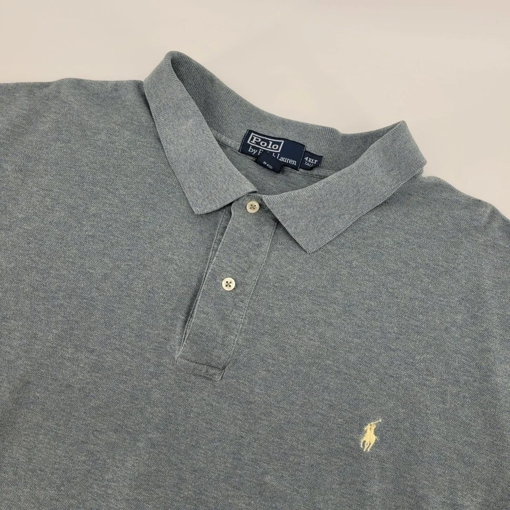 Polo Ralph Lauren Polo Shirt 4XLT Blue Heathered‎ Cotton Pique Mens